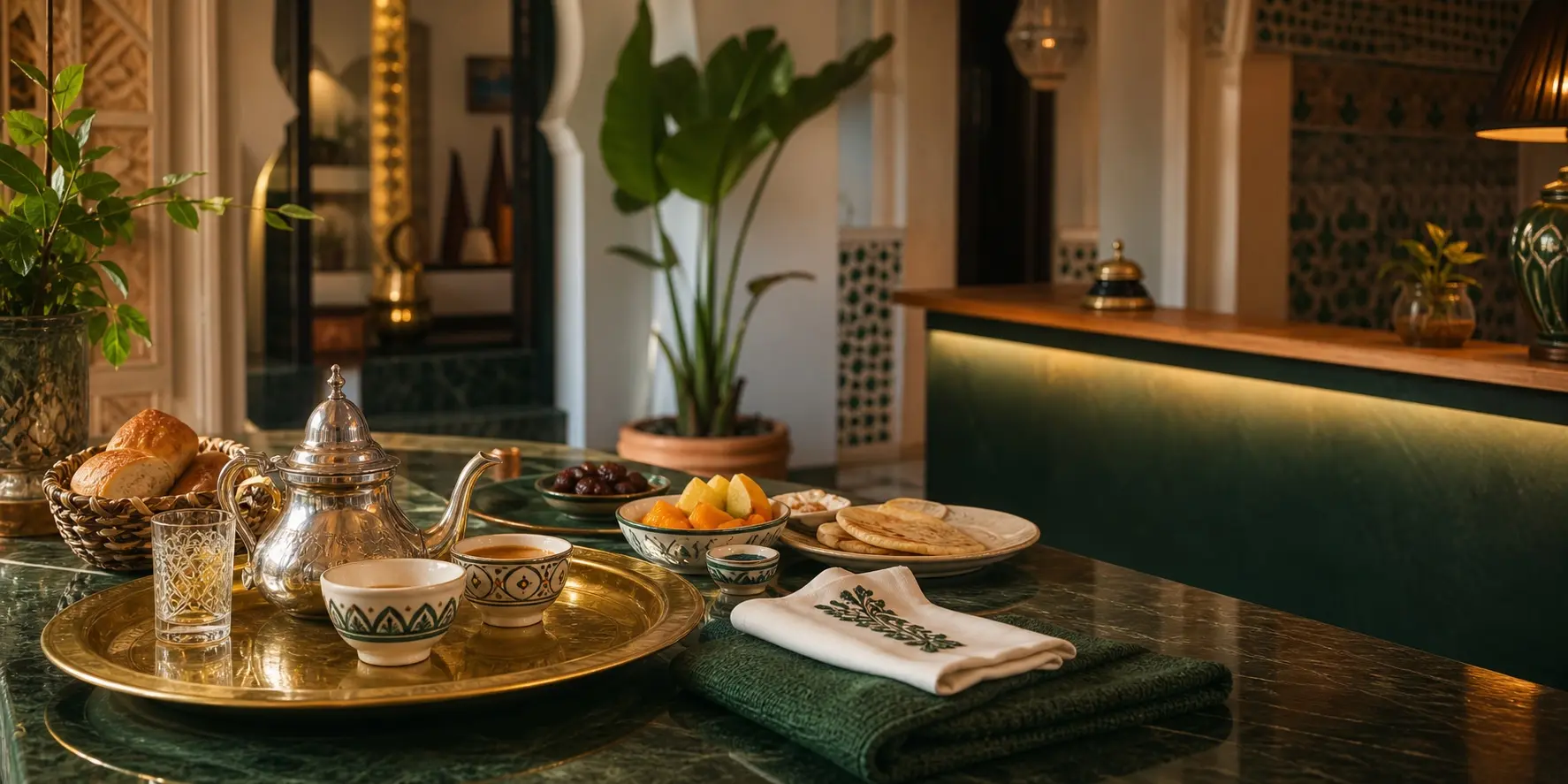 Moroccan reception and breakfast table at Diyafat Pam